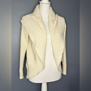 Simply Natural Designs %100 Baby Alpaca Wool Cardigan Women's Small Cream Knit